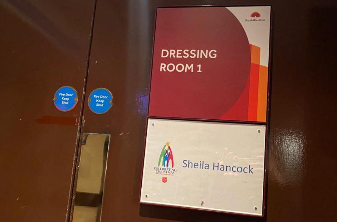 A photo of Sheila Hancock's dressing room door