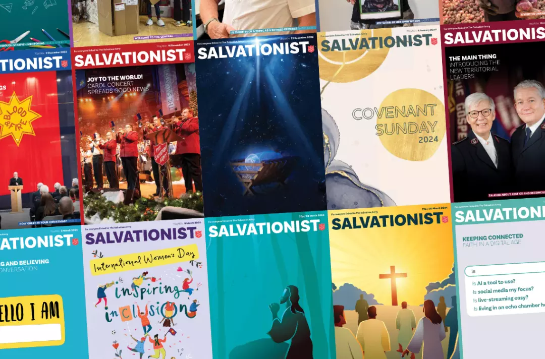 A graphic shows 15 covers from Salvationist magazine.