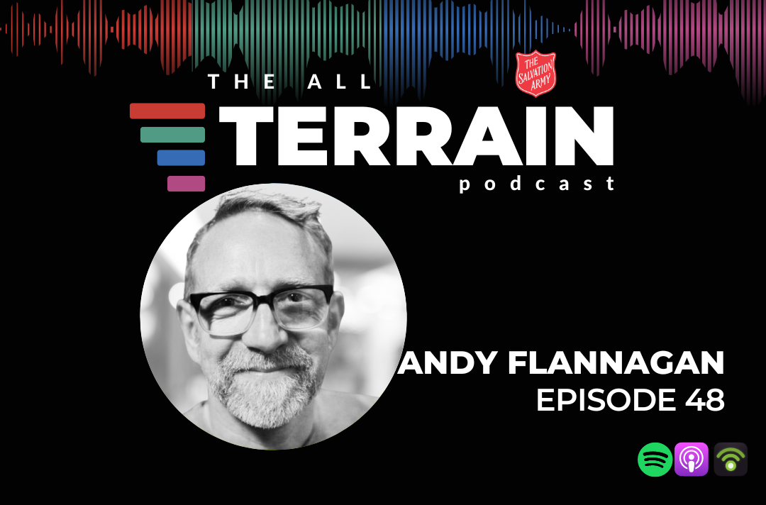 A photo of Andy Flannagan and the podcast logo