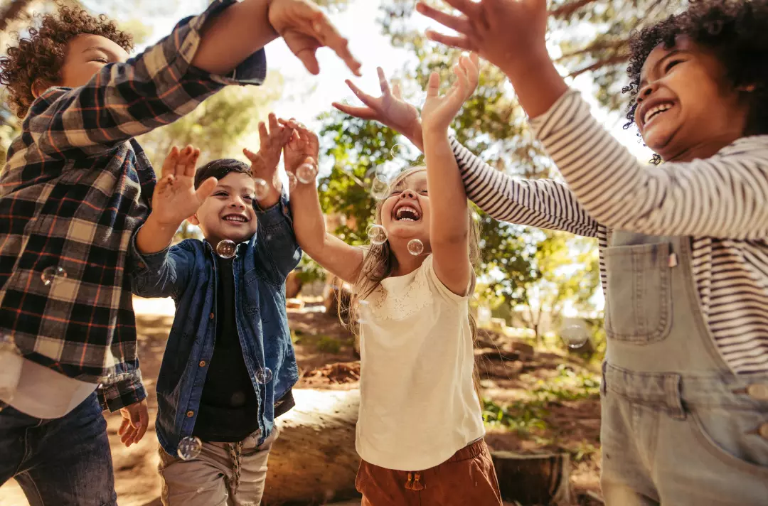 A photo shows some children enjoying time together.