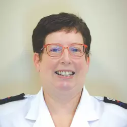 A headshot photo of Alison Parker wearing Salvation Army uniform