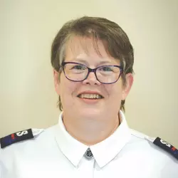 A headshot photo of Andrea Hopkins wearing Salvation Army uniform